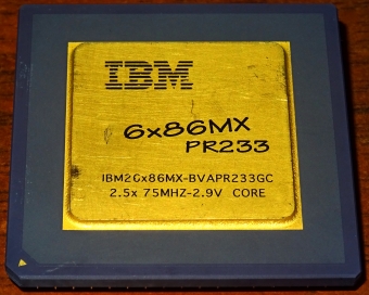 IBM 6x86MX PR233 CPU (IBM26x86MX-BVAPR233GC) 2.5 x 75 MHz 2.9V Core, Cyrix USA 1995